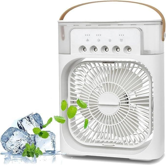 Portable USB Electric Mist Fan – 4-in-1 Air Cooler, Humidifier & Water Spray Fan for Home & Office Use