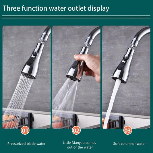 3-in-1 Kitchen Sink Faucet with 3 Spray Modes – Pull Down, 360° Rotation, Water Saving