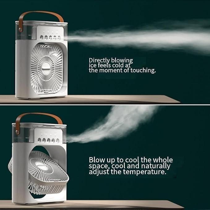 Portable USB Electric Mist Fan – 4-in-1 Air Cooler, Humidifier & Water Spray Fan for Home & Office Use