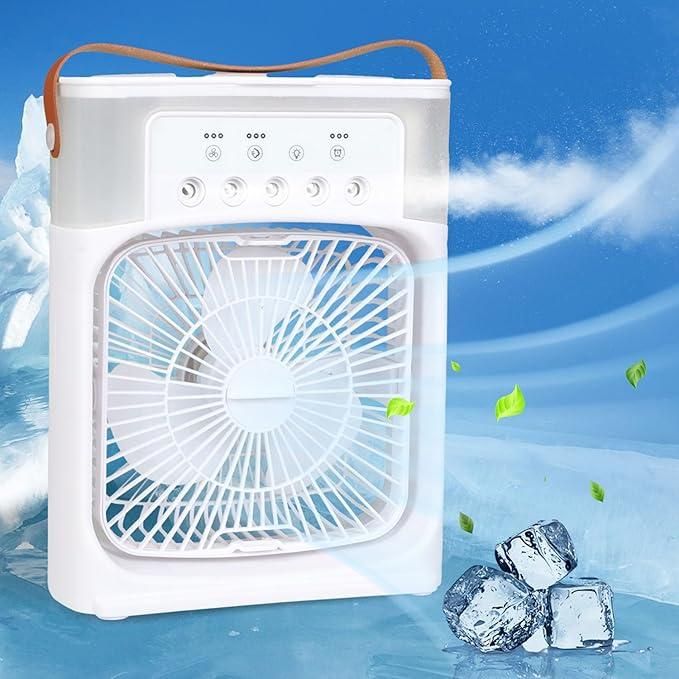Portable USB Electric Mist Fan – 4-in-1 Air Cooler, Humidifier & Water Spray Fan for Home & Office Use
