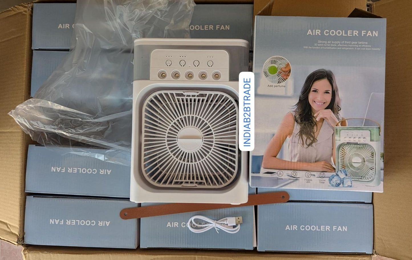 Portable USB Electric Mist Fan – 4-in-1 Air Cooler, Humidifier & Water Spray Fan for Home & Office Use