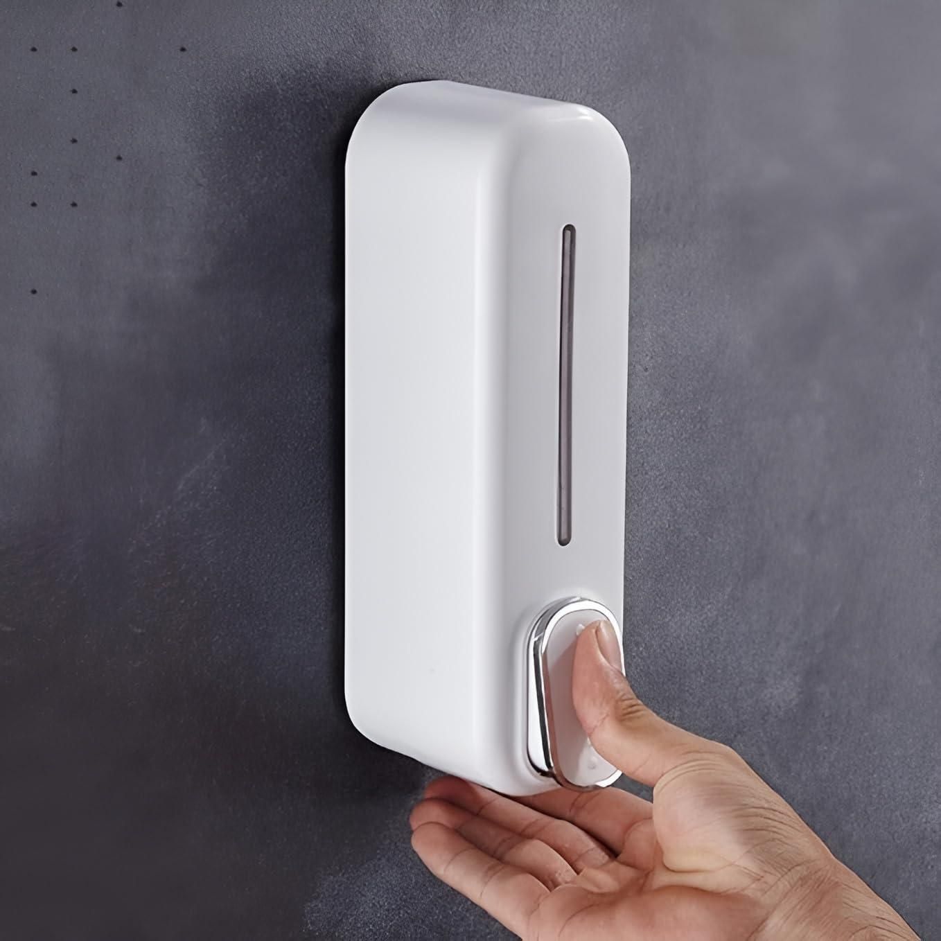 Manual Press Wall-Mounted Soap Dispenser – Plastic, Easy Install (1 Pc)