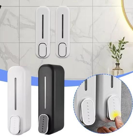 Manual Press Wall-Mounted Soap Dispenser – Plastic, Easy Install (1 Pc)