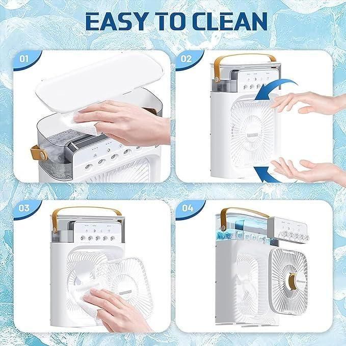 Portable USB Electric Mist Fan – 4-in-1 Air Cooler, Humidifier & Water Spray Fan for Home & Office Use