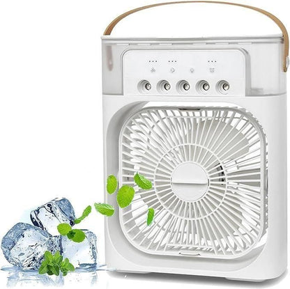 Portable USB Electric Mist Fan – 4-in-1 Air Cooler, Humidifier & Water Spray Fan for Home & Office Use