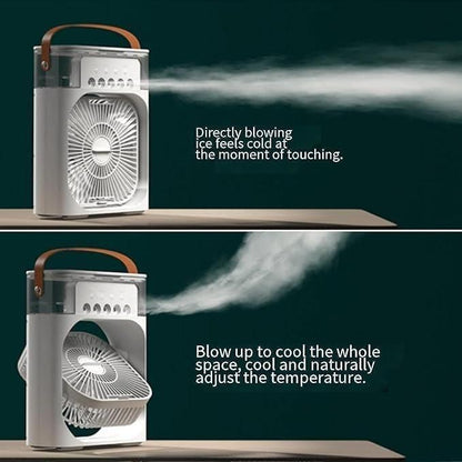 Portable USB Electric Mist Fan – 4-in-1 Air Cooler, Humidifier & Water Spray Fan for Home & Office Use