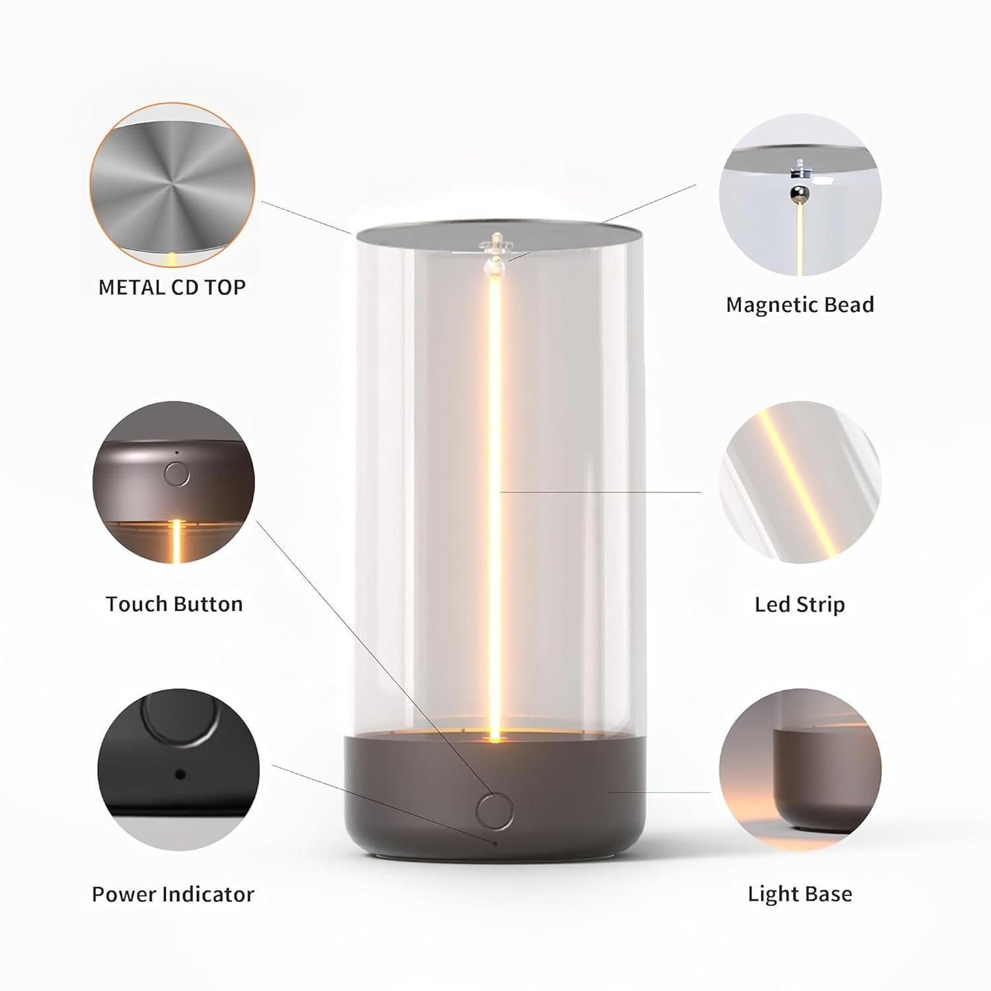 Magnetic Lamp Light – Wireless Rechargeable LED with Adjustable Mount