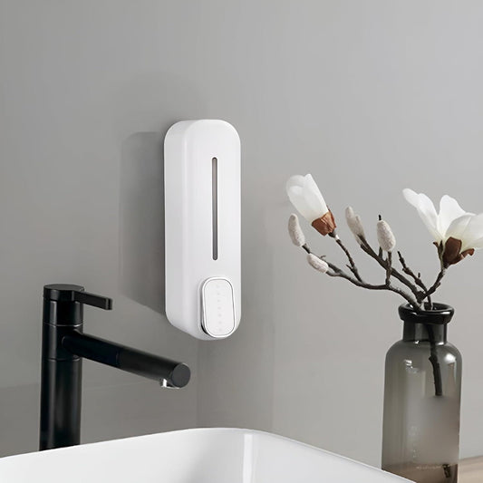 Manual Press Wall-Mounted Soap Dispenser – Plastic, Easy Install (1 Pc)